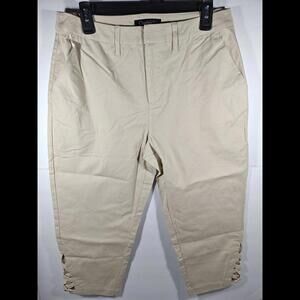 Chadwicks Capris pants Womens Size 10P Khaki Preppy Flat Front Zip 100% Cotton
